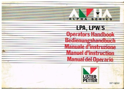 Lister petter alpha lpa lpw - petter,