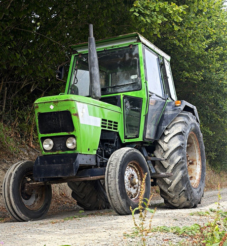 Green farm tractor - cab,